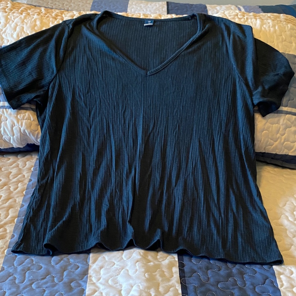 Navy V-Neck Women's Top